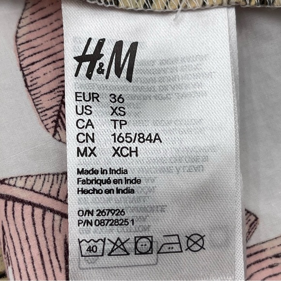 Desmond & Dempsey x H&M XS Cotton Banana Leaf Print Button Dress Puff Sleeve - Picture 13 of 15